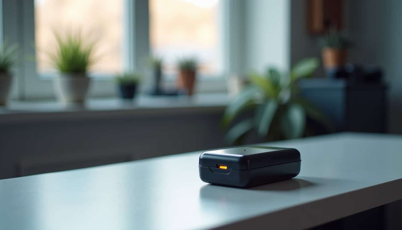 Chargeur de batterie intelligent pour voiture posé à côté d