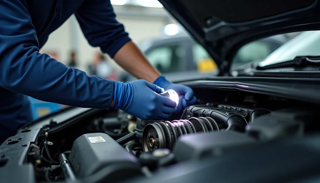 Mécanicien vérifiant l