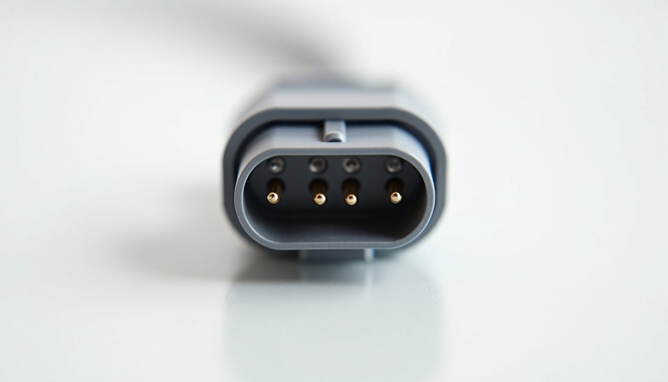 Prise de remorque avec 7 broches, vue de face, montrant les connexions électriques