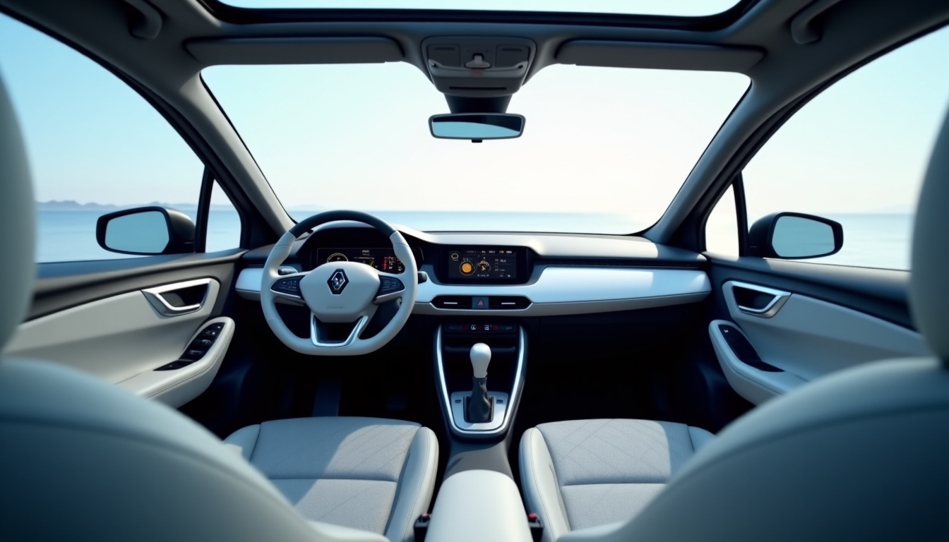 Intérieur moderne de la Renault Clio 5 en 2026 avec écrans numériques et sellerie confortable