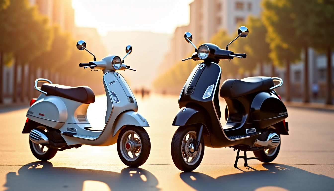 Vespa Elettrica et modèle 946 côte à côte, représentant l