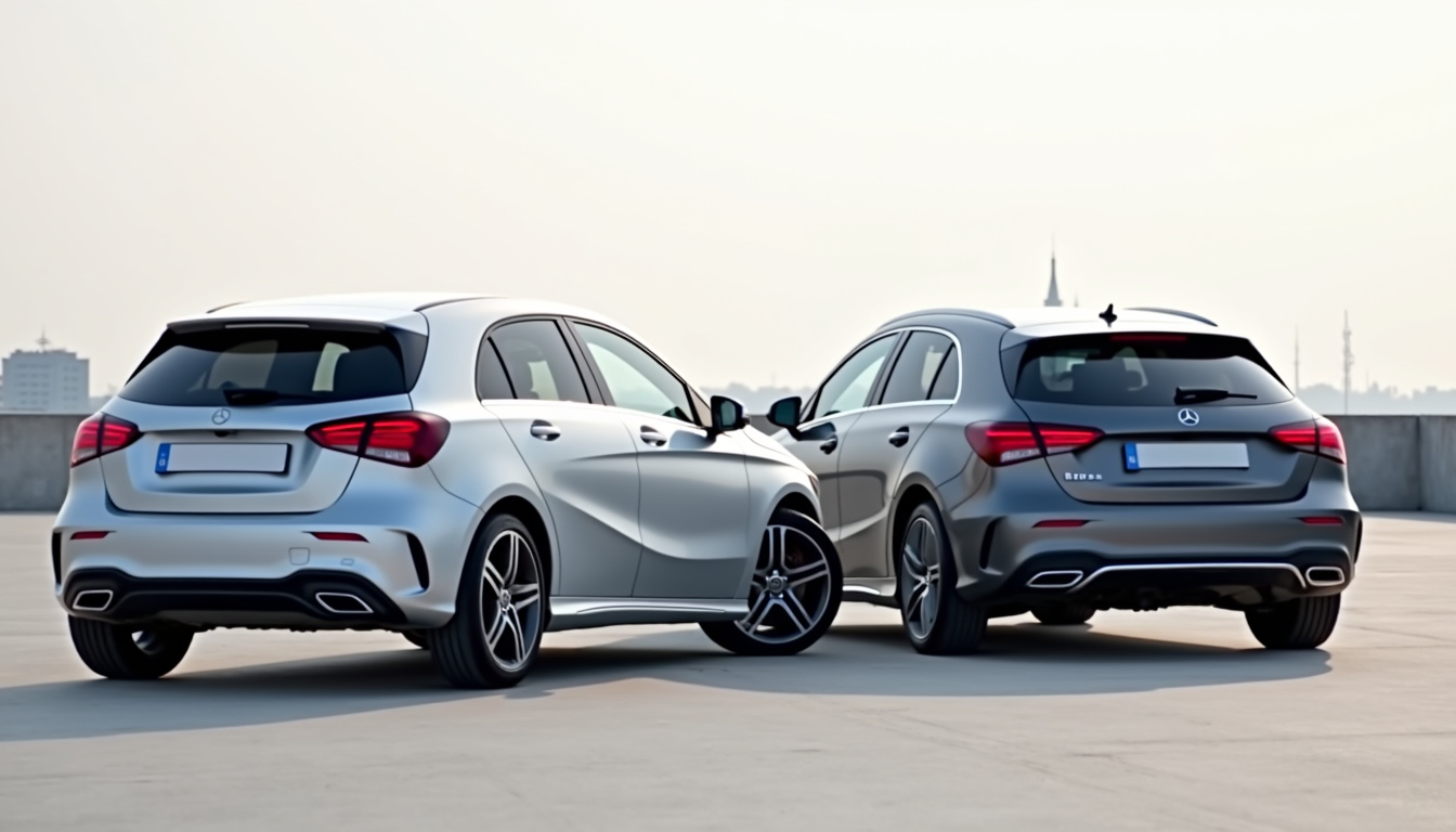 Comparaison visuelle entre la version hayon et la berline de la Mercedes Classe A