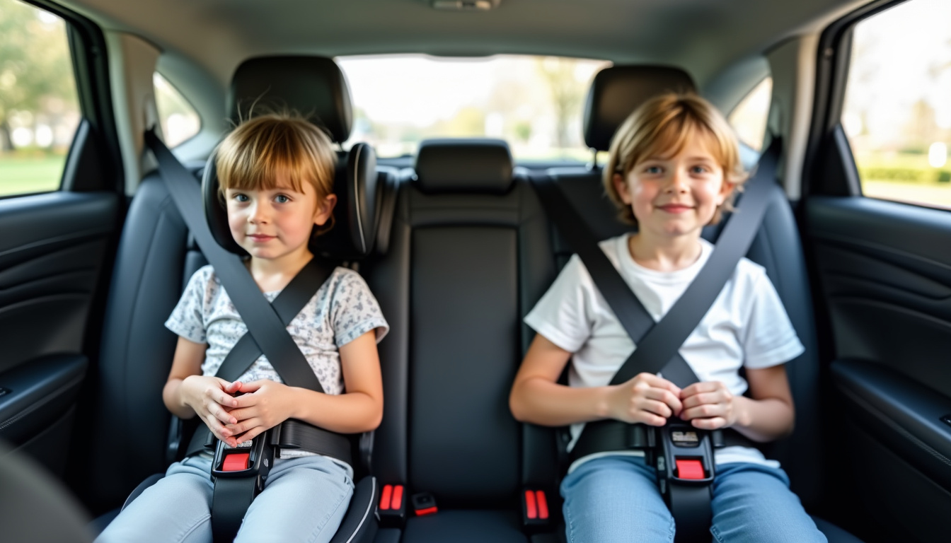 Comparaison visuelle entre un enfant dans un rehausseur avec dossier et un enfant utilisant la ceinture adulte