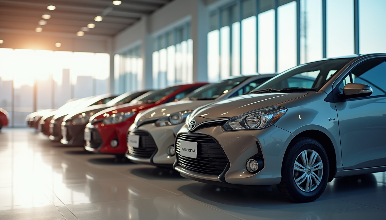 Concessionnaire Toyota avec plusieurs Yaris d