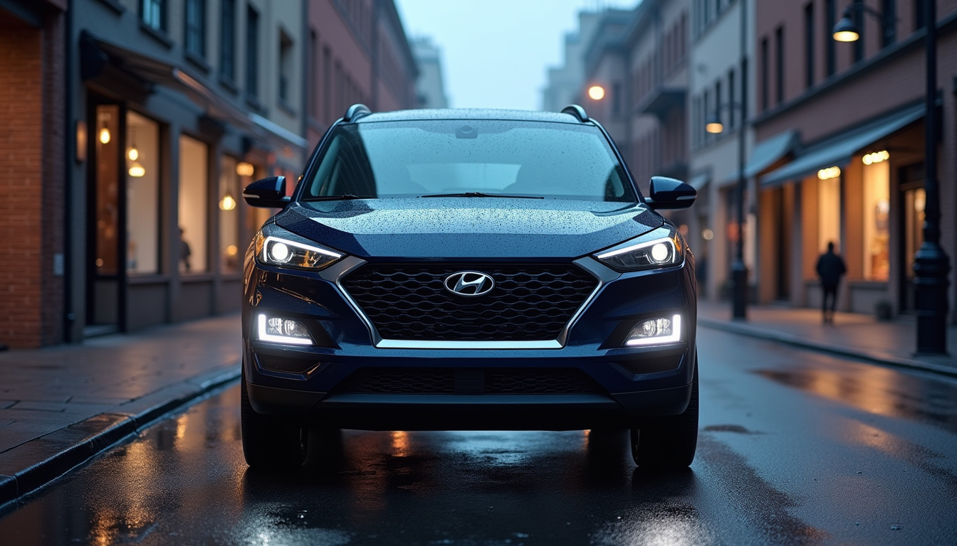 Vue extérieure du Hyundai Tucson de quatrième génération avec design agressif et feux full LED