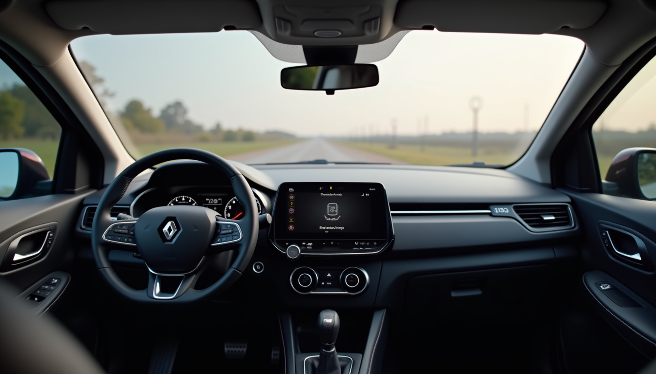Vue intérieure de la Renault Clio 5 avec écran numérique et tablette tactile Easy Link